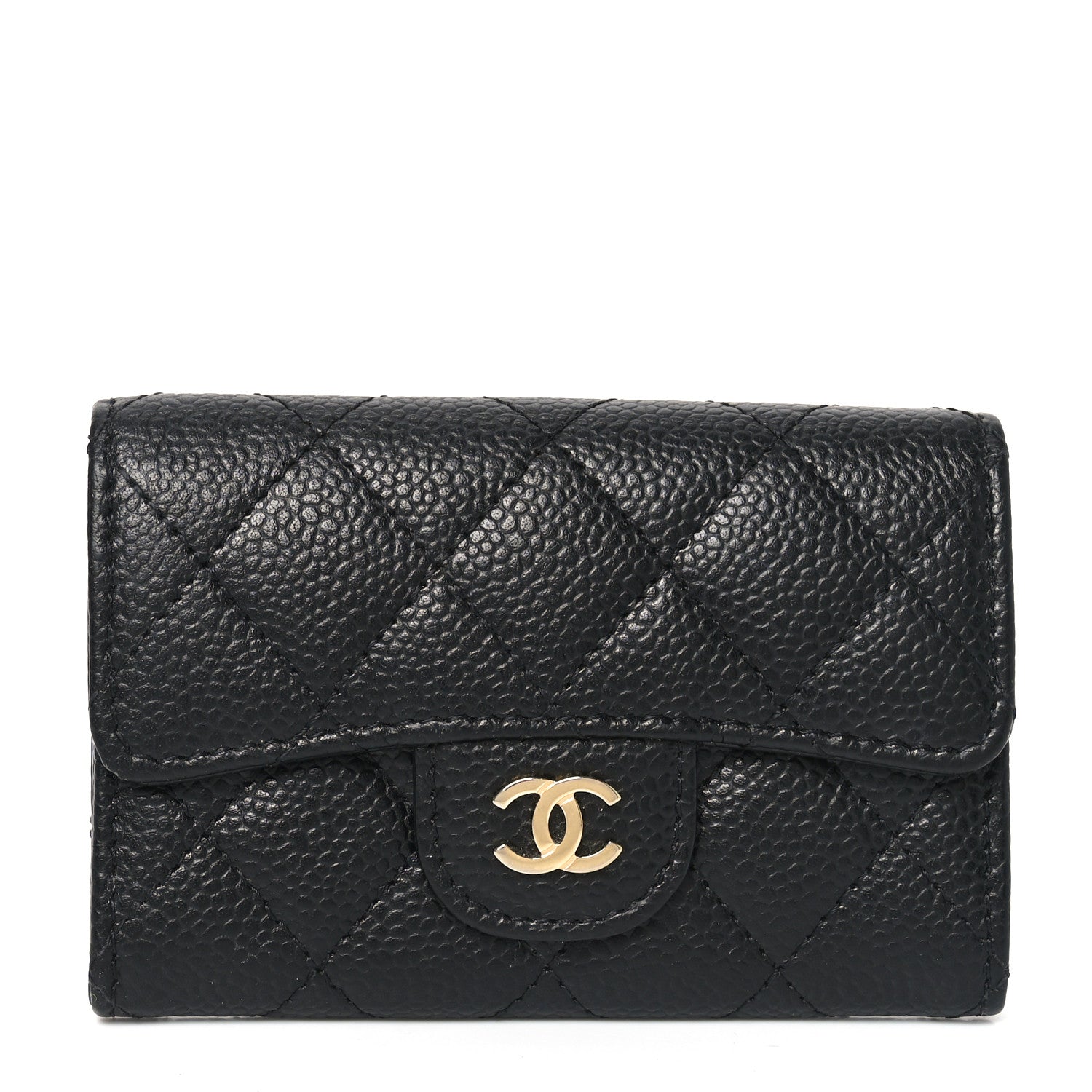 Chanel Caviar Quilted Flap Card Holder Wallet Black 1 of 9