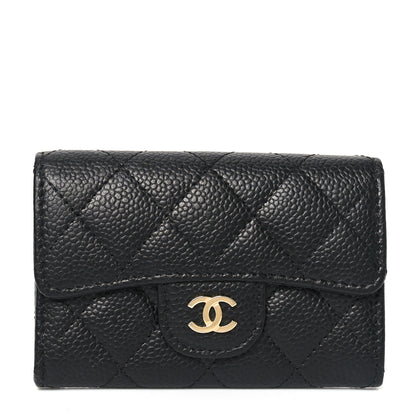 Chanel Caviar Quilted Flap Card Holder Wallet Black 1 of 9