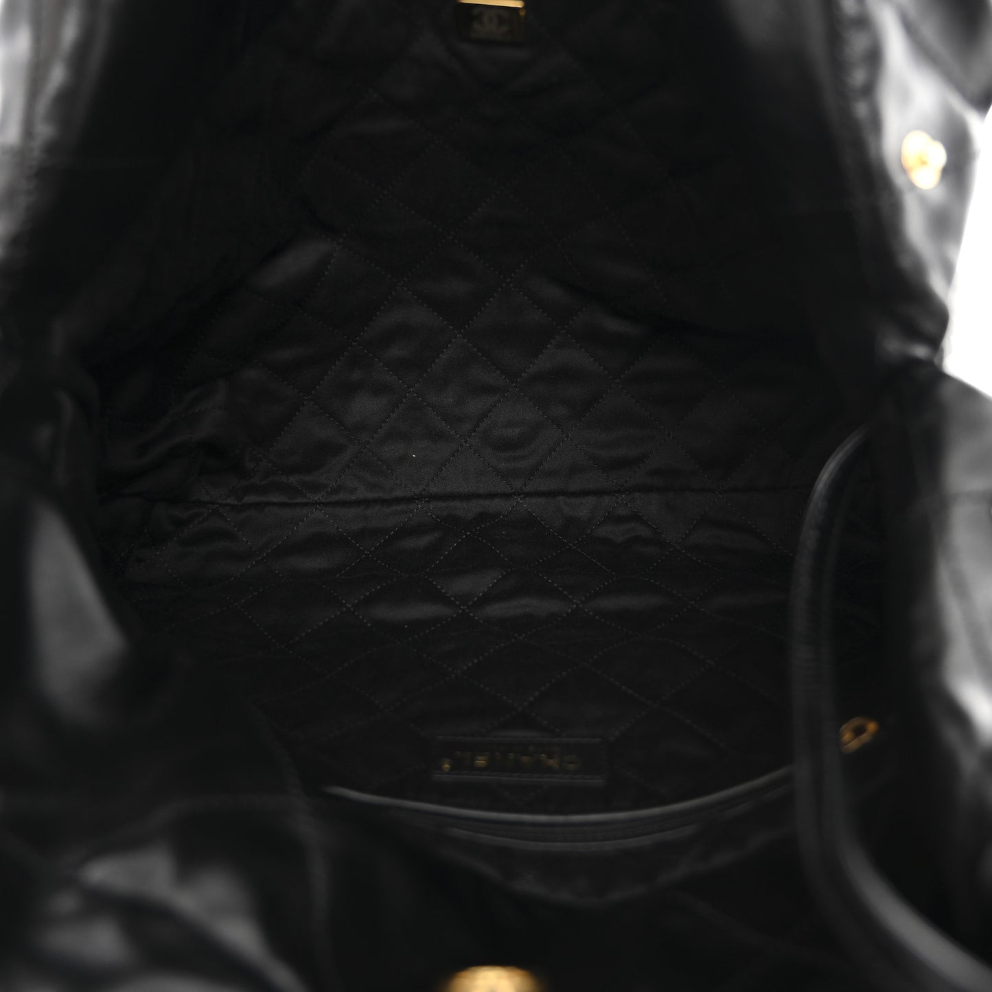 Shiny Calfskin Quilted Small Chanel 22 Black