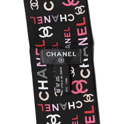 Chanel Silk Twill Slim Logo Bandeau Scarf Black 2 of 4