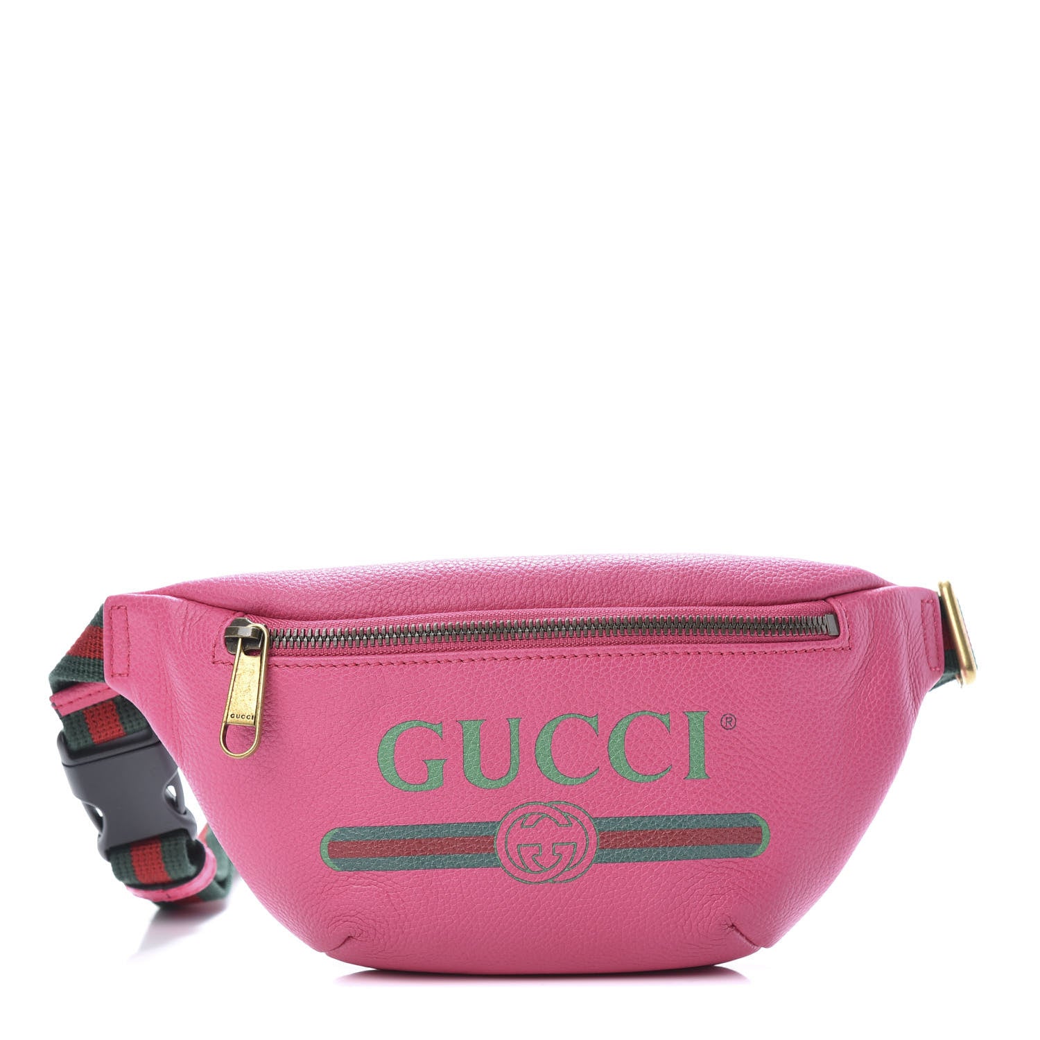 Gucci Grained Calfskin Small Logo Belt Bag Box Pink Green 1 of 11