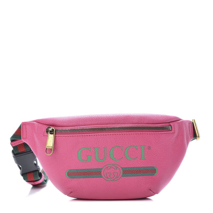 Gucci Grained Calfskin Small Logo Belt Bag Box Pink Green 1 of 11