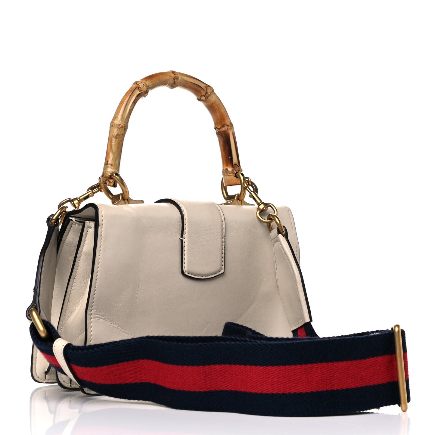 Calfskin Bamboo Web Mini Dionysus Top Handle Bag White Blue Hibiscus Red