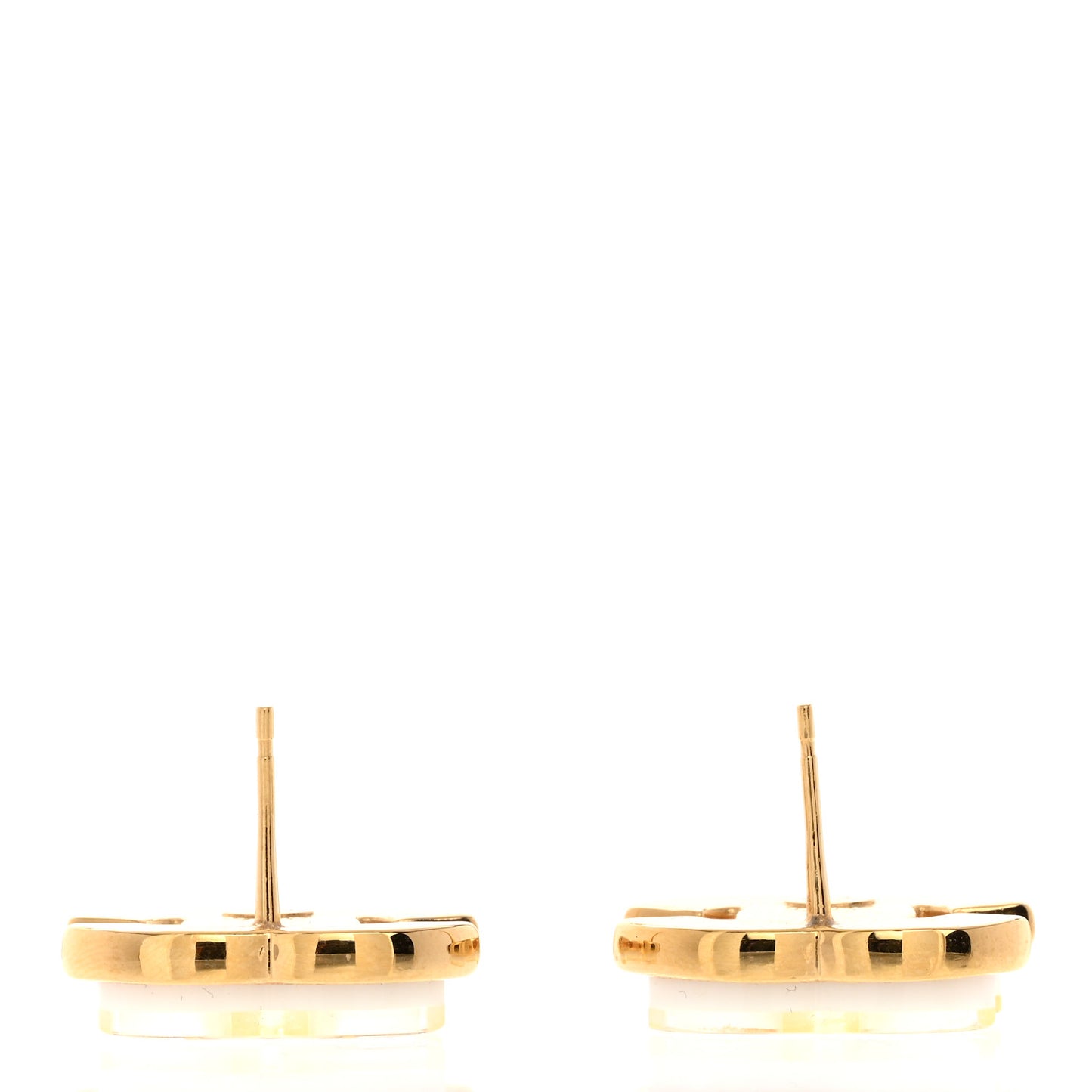 Enamel CC Earrings Gold White
