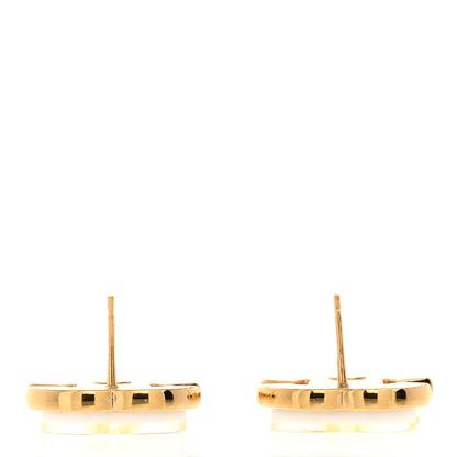 Chanel Enamel CC Earrings Gold White 3 of 5