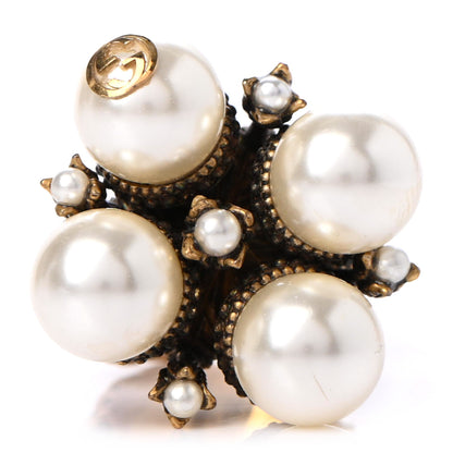 Gucci Metal Pearl Ring 10 Aged Gold 1 of 6
