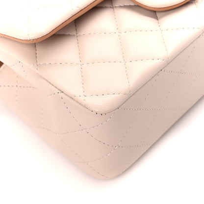 Chanel Lambskin Quilted Bi-Color Mini Top Handle Rectangular Flap Ecru Dark Beige 10 of 12