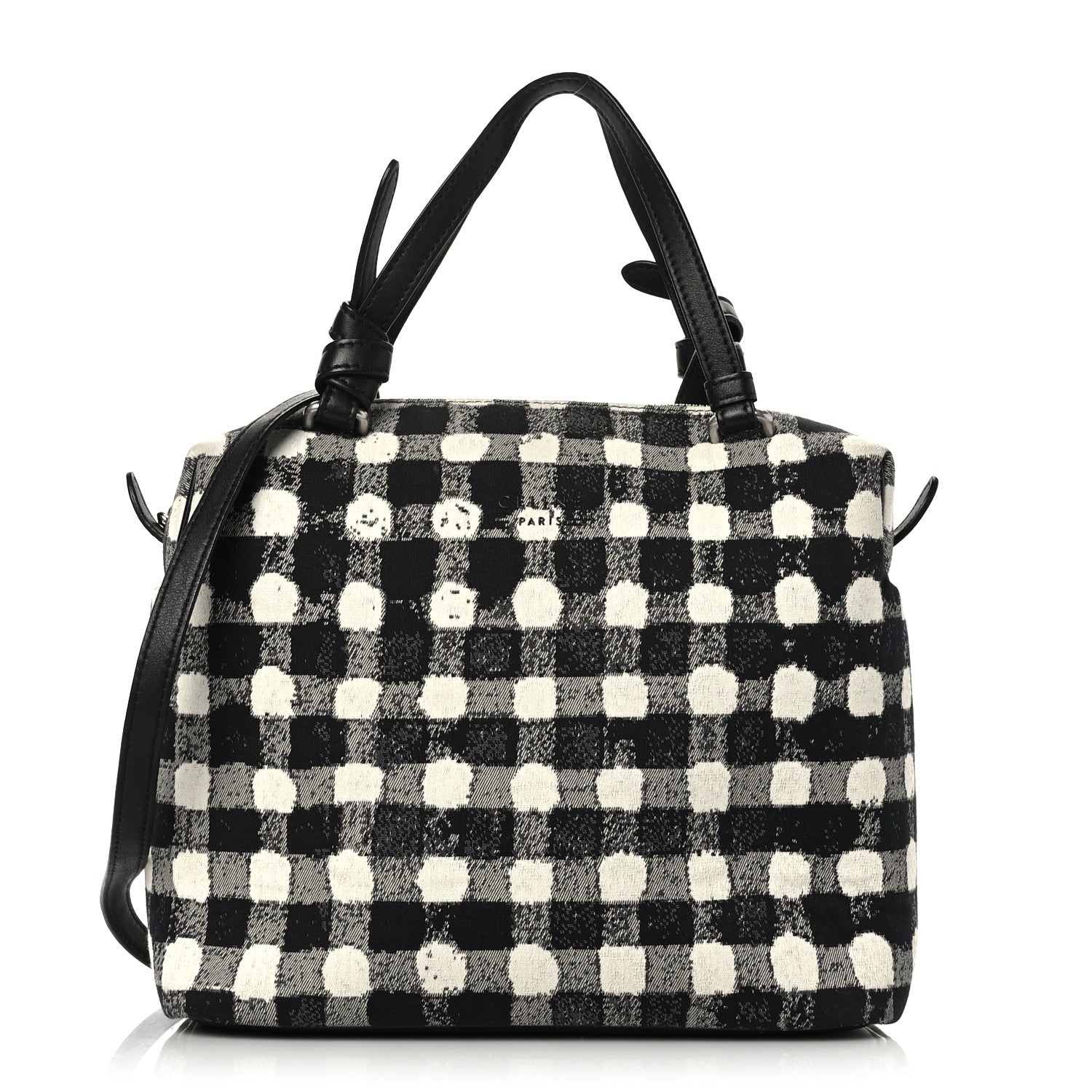 Celine Canvas Calfskin Small Soft Cube Satchel Black White 1 of 9