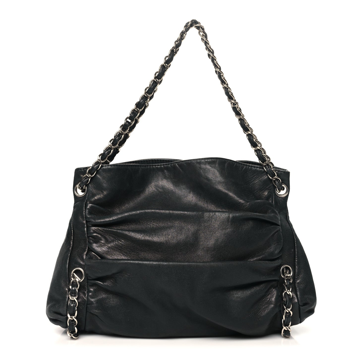 Lambskin Large Sharpei Shoulder Bag Black