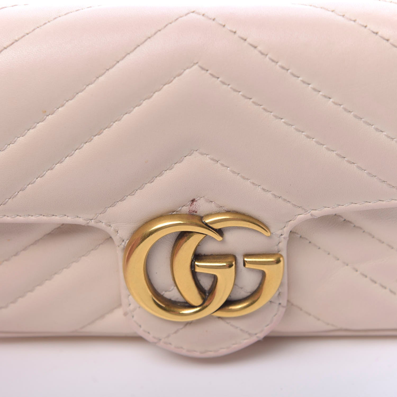 Gucci Calfskin Matelasse Super Mini GG Marmont Shoulder Bag White 10 of 19