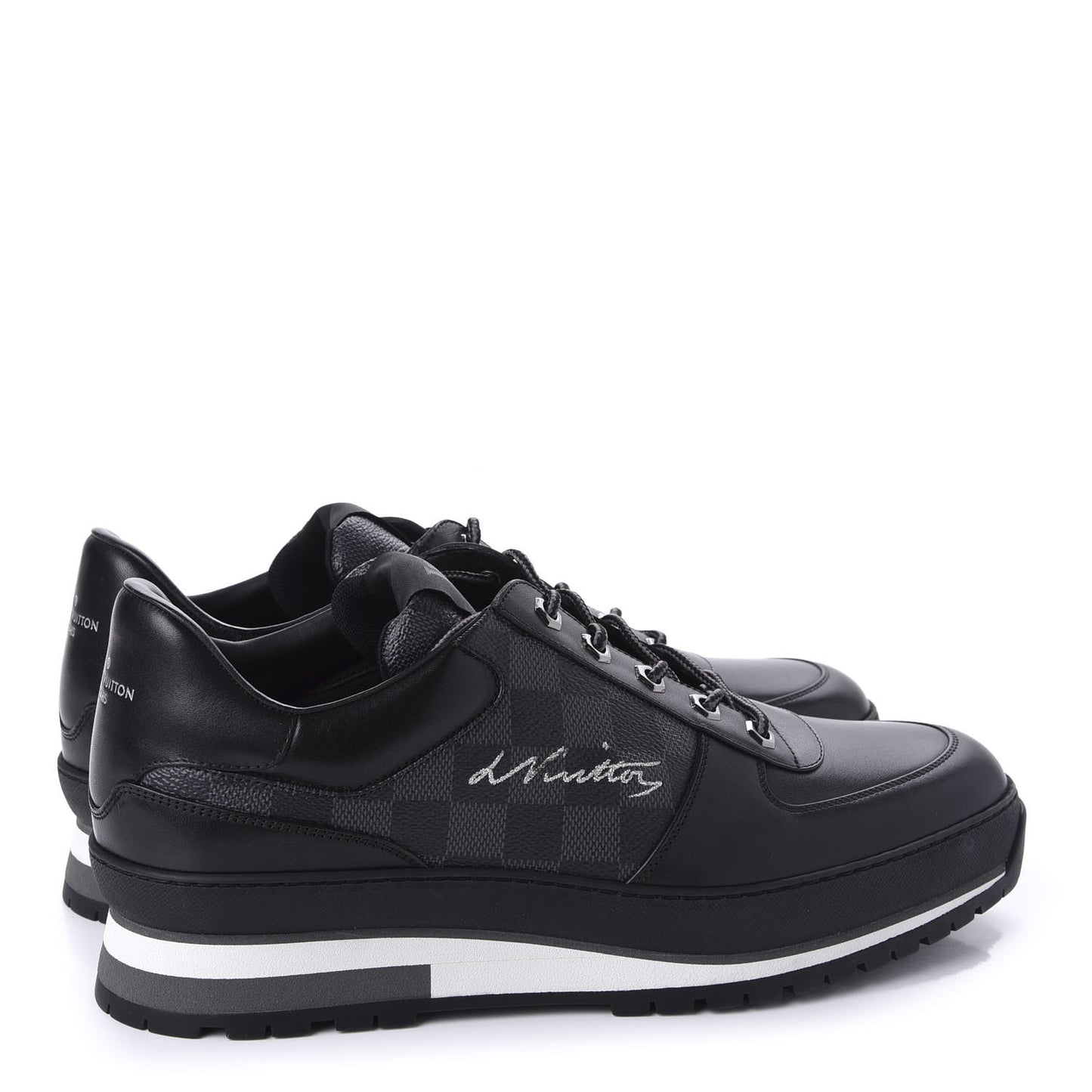 Calfskin Damier Graphite Harlem Sneakers 10 Black