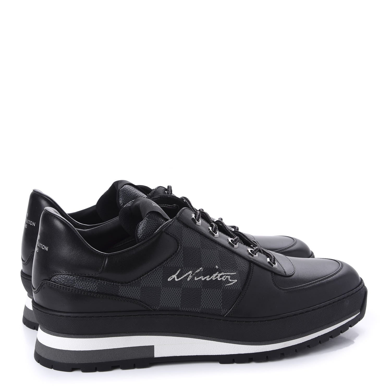 Louis Vuitton Calfskin Damier Graphite Harlem Sneakers 10 Black 4 of 10