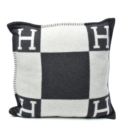 Hermes Wool Cashmere Avalon Pillow PM Ecru Gris Fonce 2 of 3