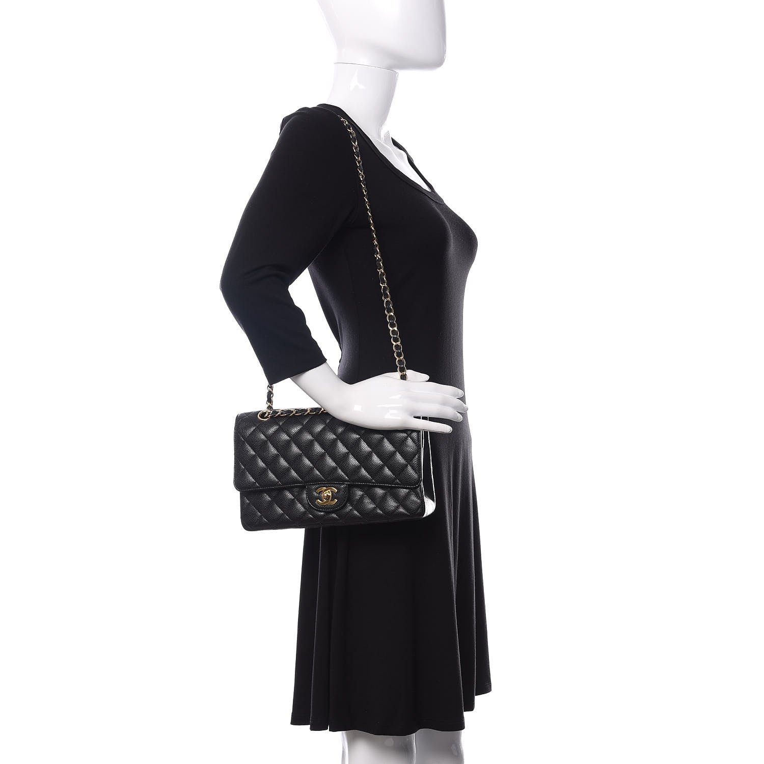 Chanel Caviar Quilted Medium Double Flap Black 2 of 10