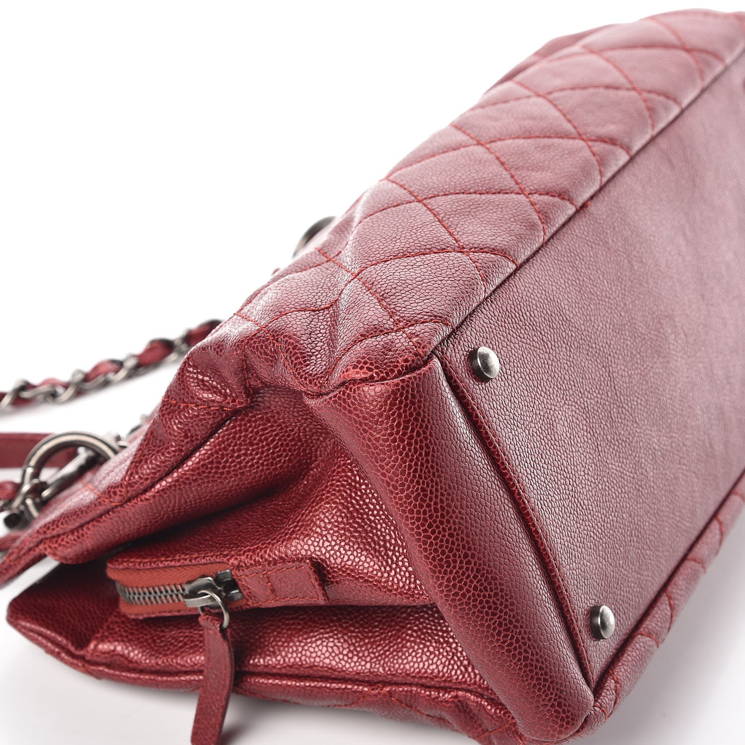 Chanel Iridescent Caviar Quilted Small Chic Tote Dark Red 11 of 14