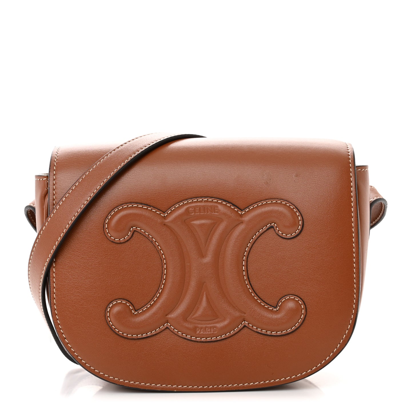 Smooth Calfskin Cuir Triomphe Folco Crossbody Bag Tan