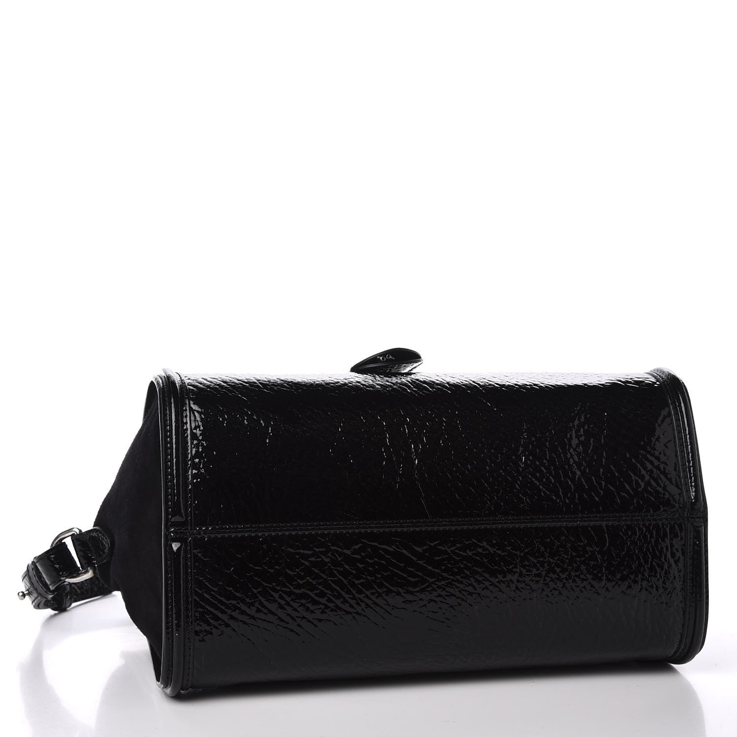 Alexander McQueen Patent Small Eyelet Padlock Skull Tote Black 3 of 11