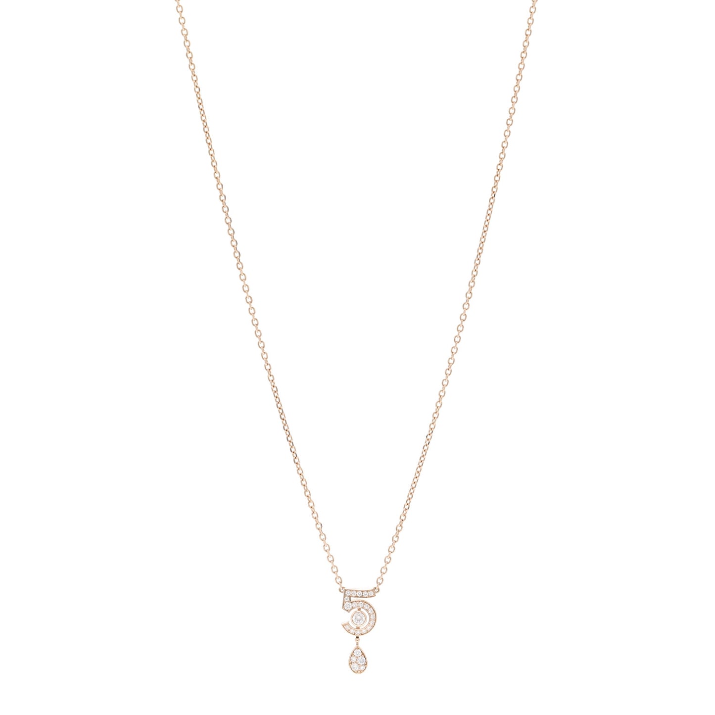 18K Beige Gold Diamond Eternal No 5 Pave Necklace