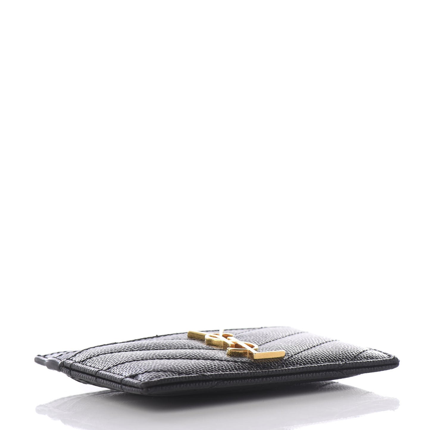 Grain De Poudre Matelasse Chevron Monogram Credit Card Case Black