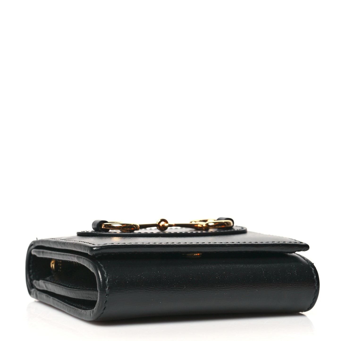 Boarded Plutone Calfskin Horsebit 1955 Flap Card Case Wallet Black