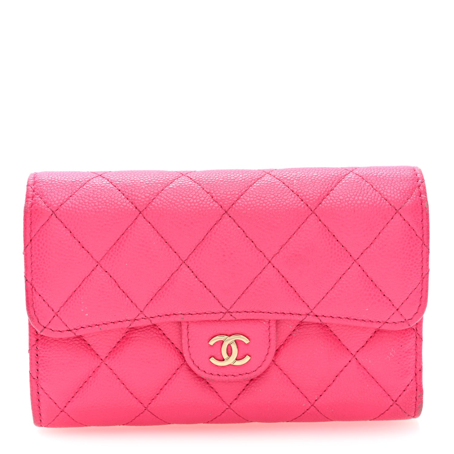 Chanel Caviar Quilted Medium Flap Wallet Dark Pink 1 of 7