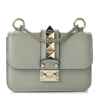 Valentino Garavani Vitello Mini Glam Lock Rockstud Flap Water Green 2 of 19