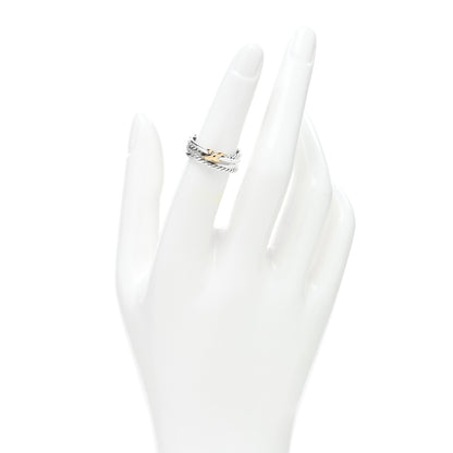 David Yurman Sterling Silver 18K Yellow Gold 6mm X Crossover Ring 50 5.5 2 of 4