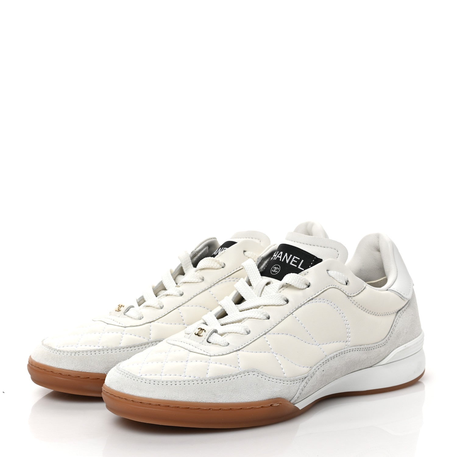 Chanel Suede Calfskin Quilted Sneakers 36 White 3 of 9