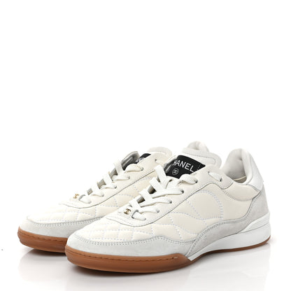 Chanel Suede Calfskin Quilted Sneakers 36 White 3 of 9