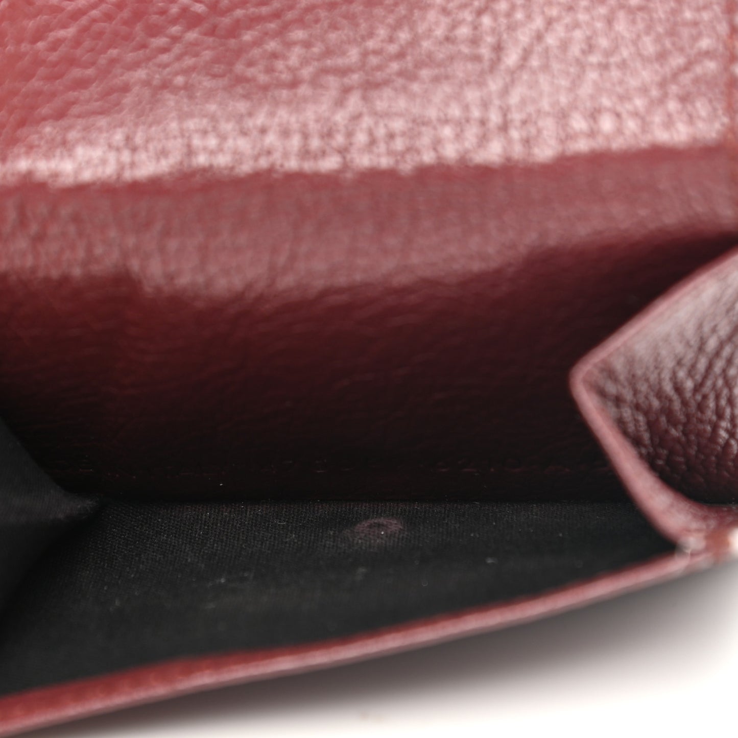 Chevre Gold Metallic Edge Hardware City Mini Wallet Bordeaux