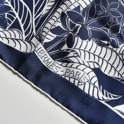 Hermes Silk Tatouage Flamingo Party Scarf 90 Bleu Blanc 3 of 6
