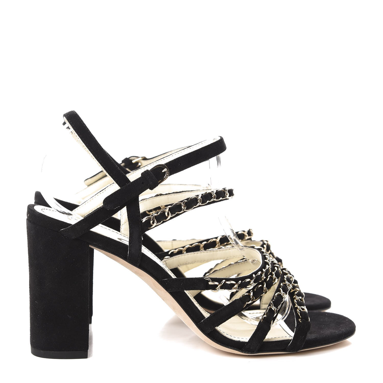 Chanel Suede Chain Sandals 40.5 Black 4 of 10