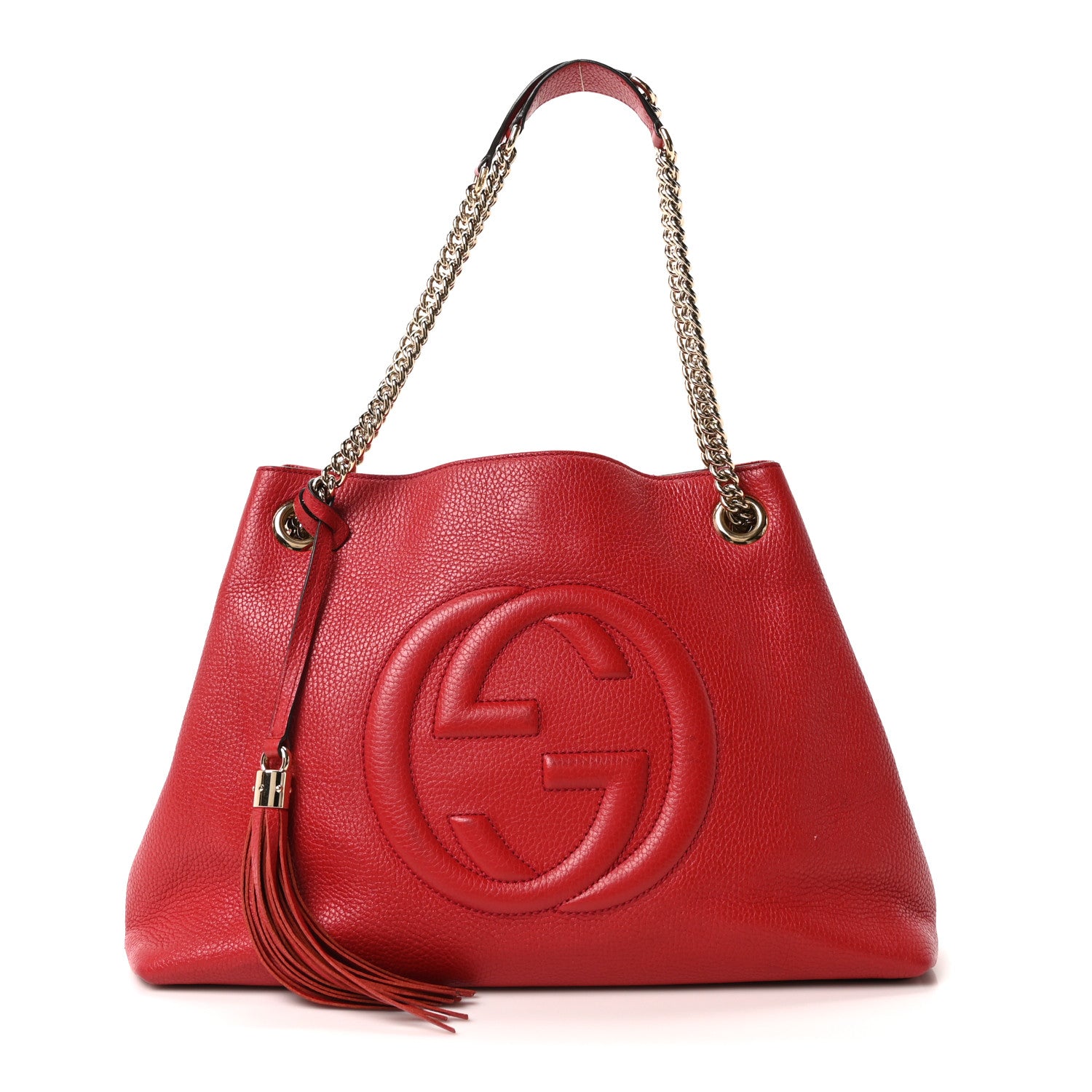 Gucci Pebbled Calfskin Medium Soho Chain Shoulder Bag Tabasco Red 1 of 10