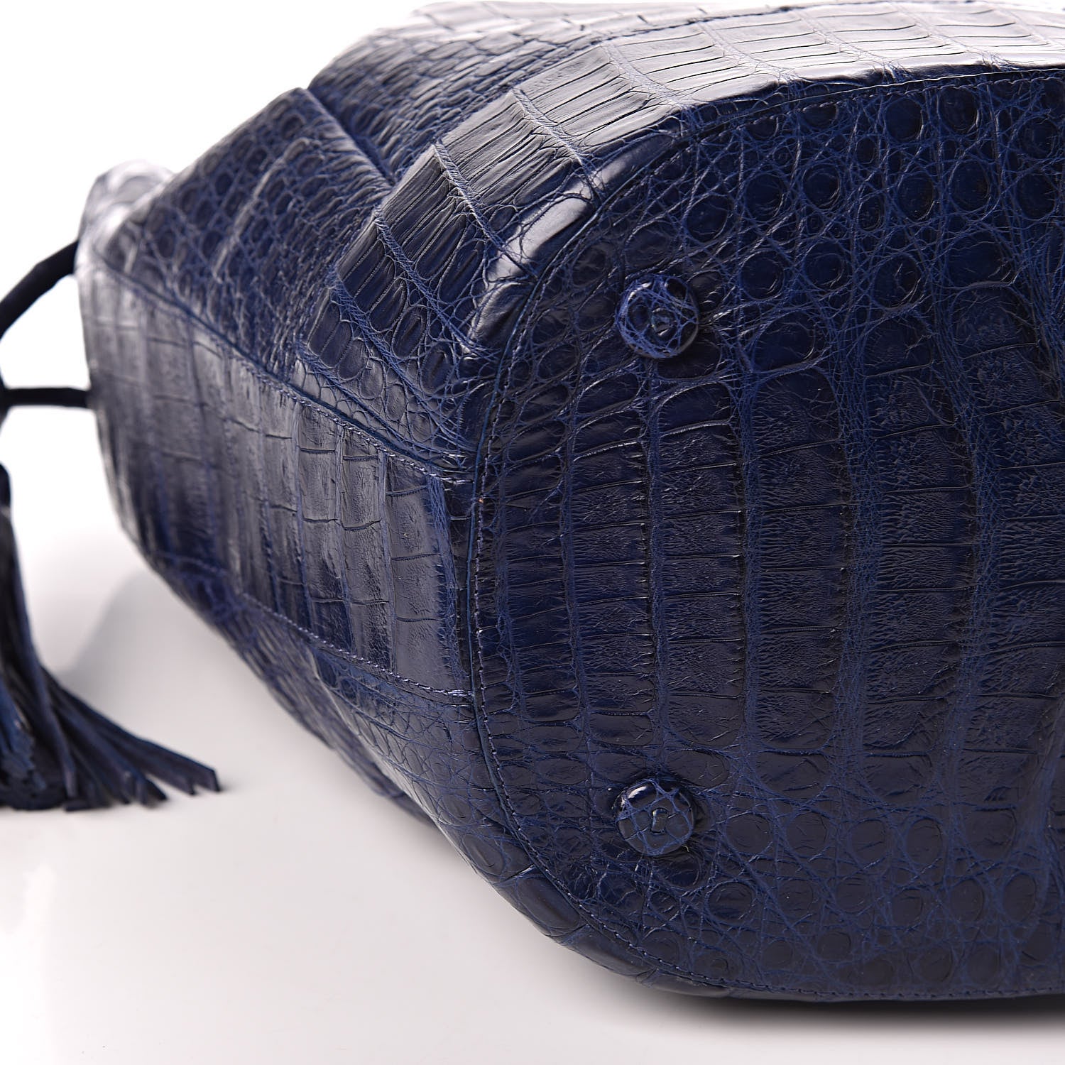 Nancy Gonzalez Crocodile Tassel Bucket Navy 5 of 10