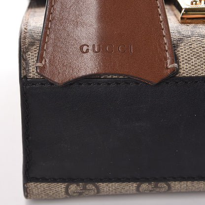 Gucci GG Supreme Monogram Calfskin Small Padlock Shoulder Bag Beige Black Cuir 10 of 10