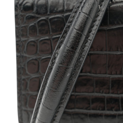 Saint Laurent Calfskin Crocodile Embossed Monogram Sunset Chain Wallet Black 12 of 13