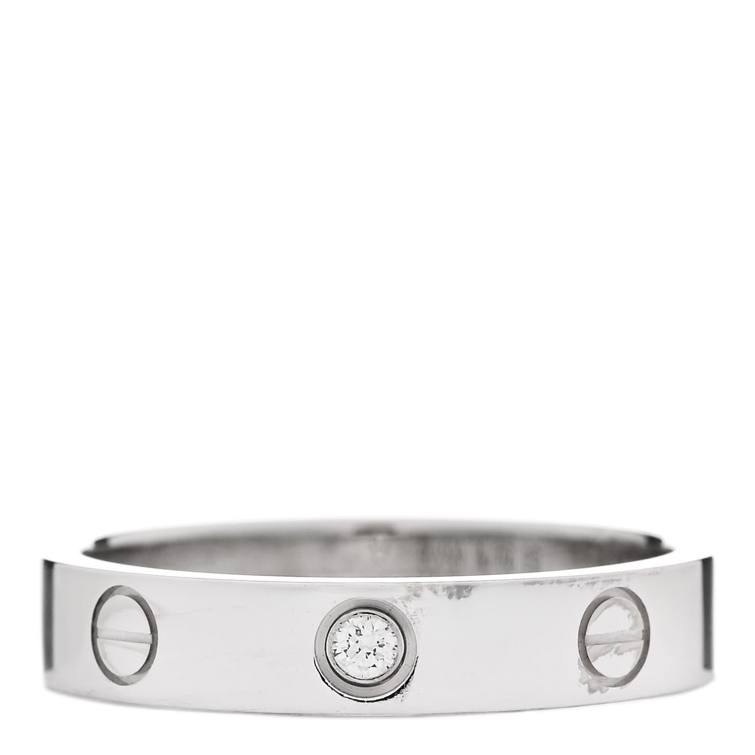 Cartier 18K White Gold Diamond 4mm LOVE Wedding Band Ring 54 6.75 1 of 5