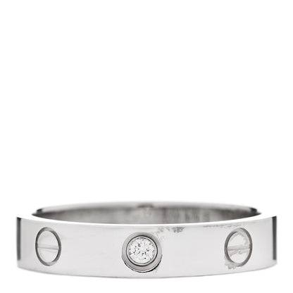 Cartier 18K White Gold Diamond 4mm LOVE Wedding Band Ring 54 6.75 1 of 5