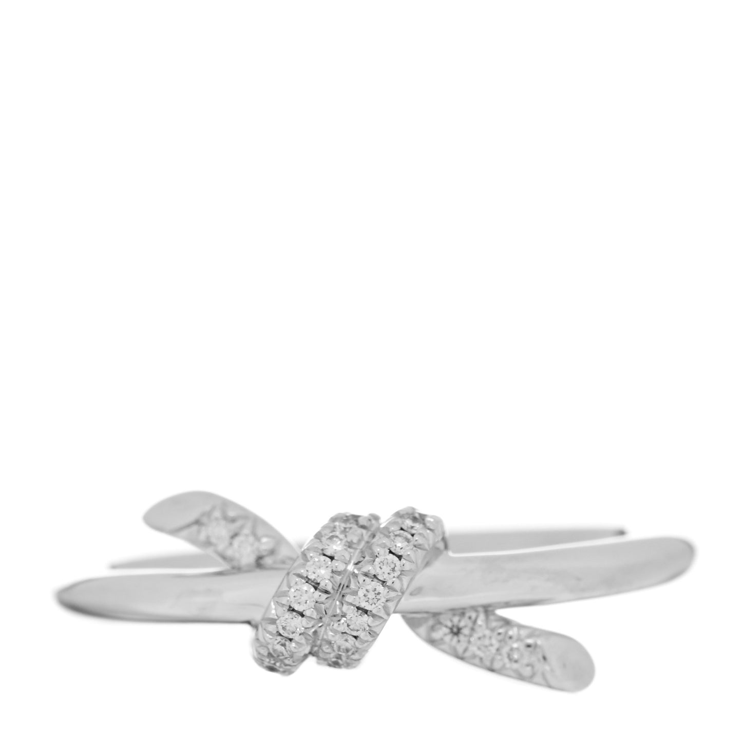 18K White Gold Diamond Small Knot Ring 48 4.5