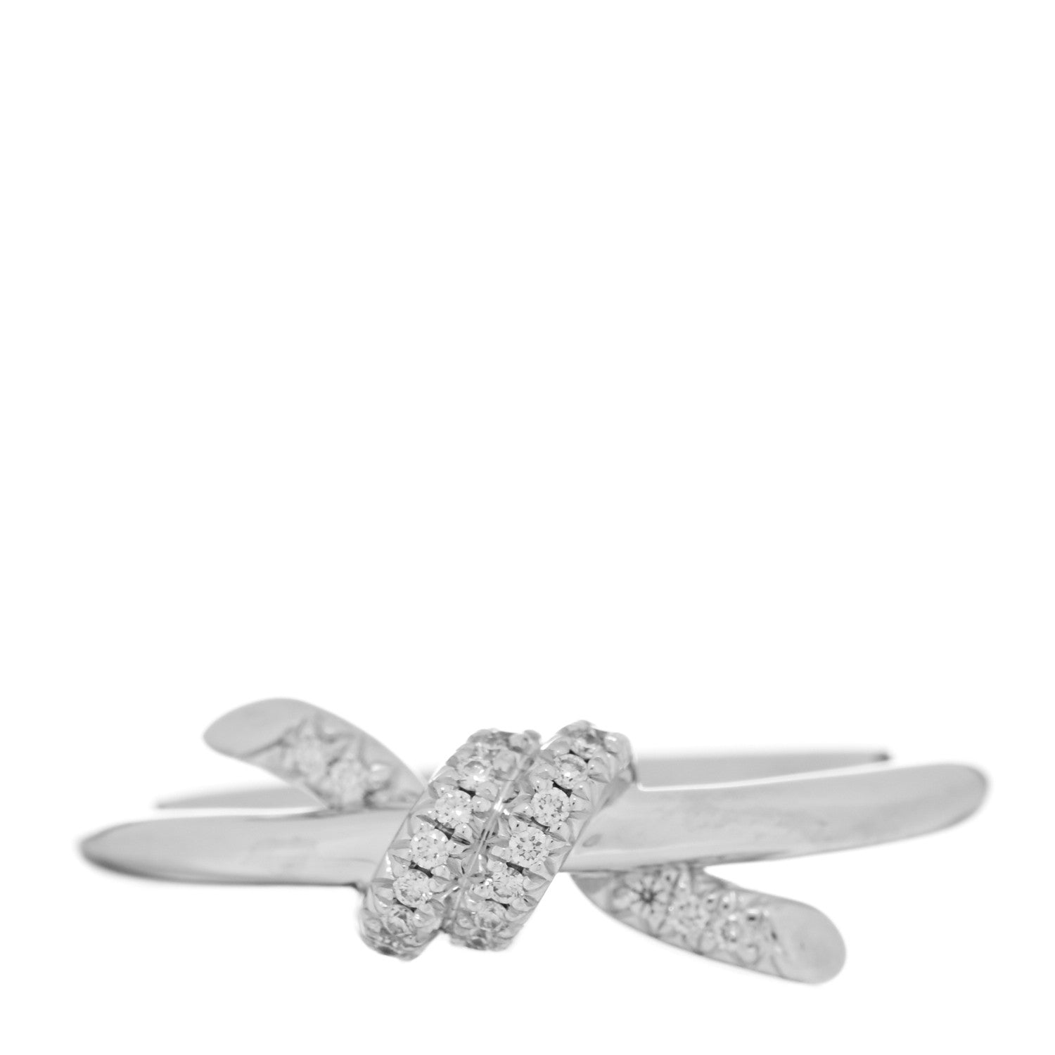 Tiffany 18K White Gold Diamond Small Knot Ring 48 4.5 1 of 5