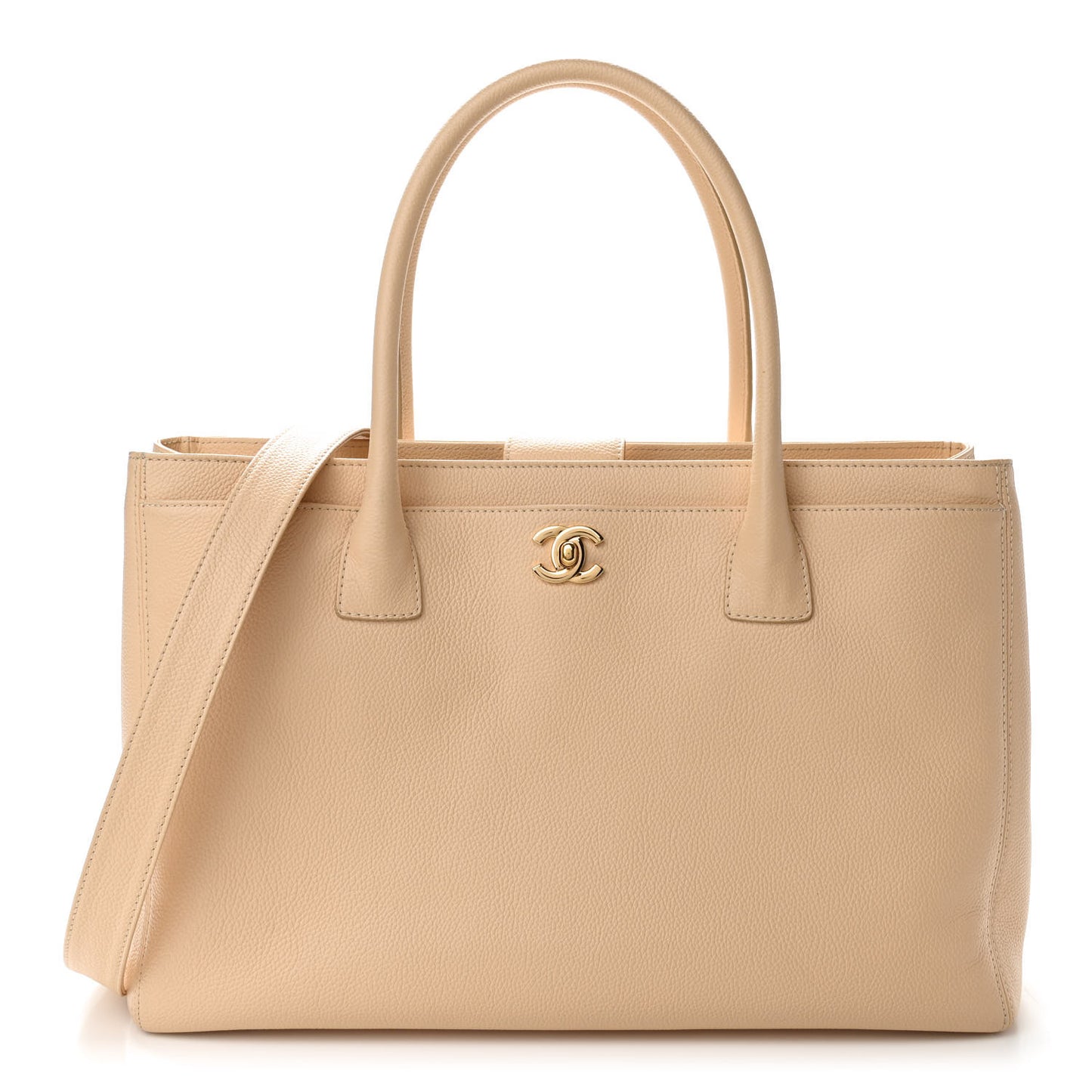 Calfskin Cerf Executive Shopper Tote Beige