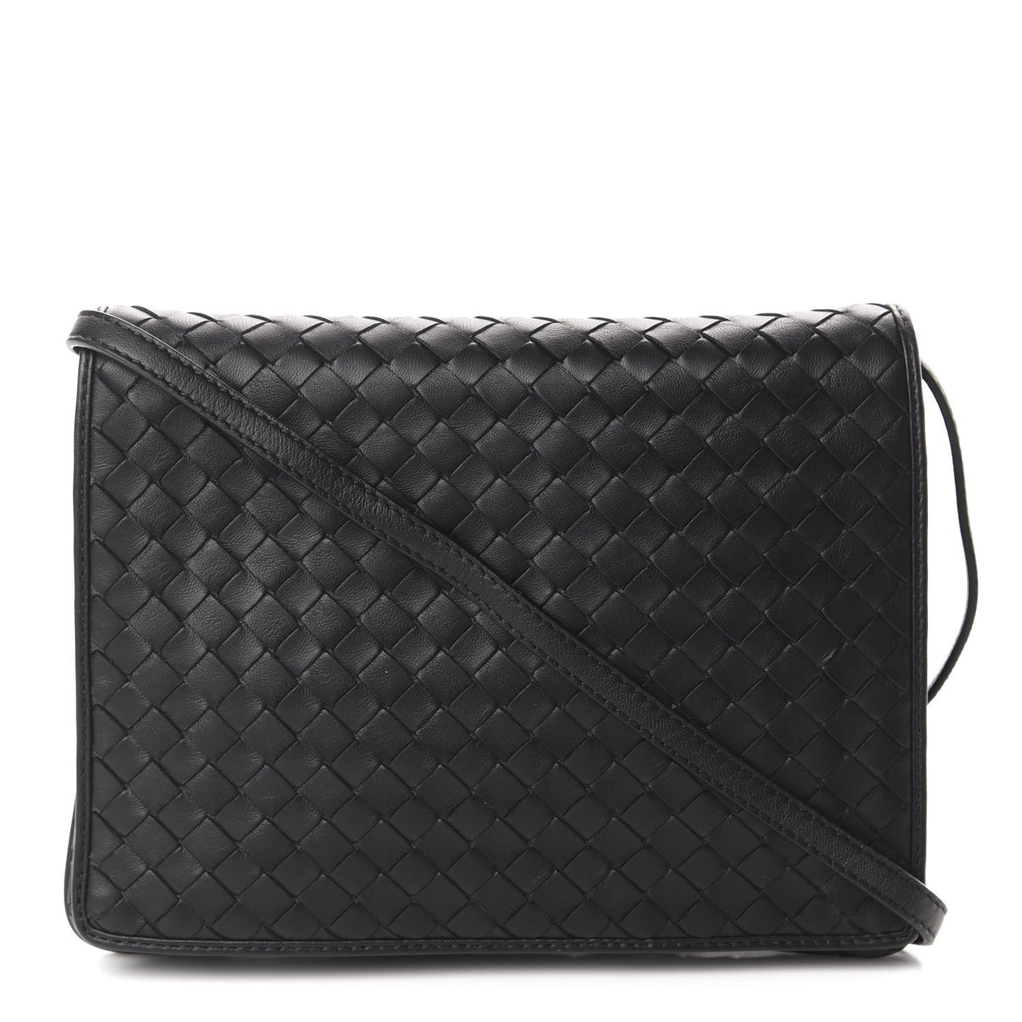Nappa Intrecciato Flap Crossbody Black