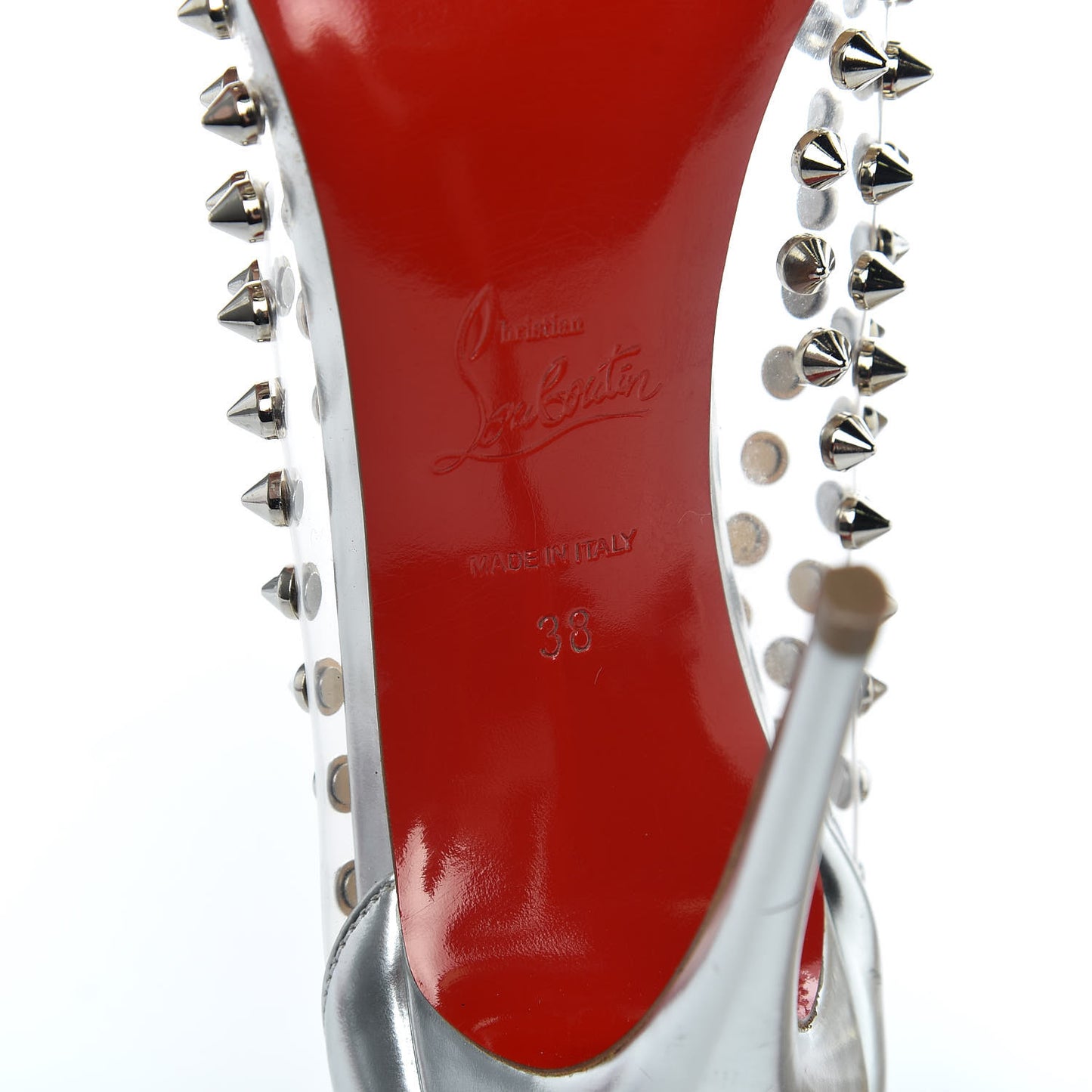 PVC Metallic Gloss Spike Me 100 Pumps 38 Silver