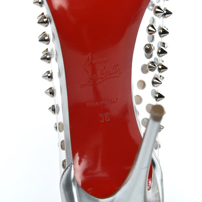 Christian Louboutin PVC Metallic Gloss Spike Me 100 Pumps 38 Silver 6 of 14