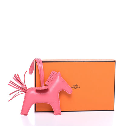 Hermes Milo Lambskin Grigri Rodeo Horse Bag Charm MM Rose Azalee 5 of 5