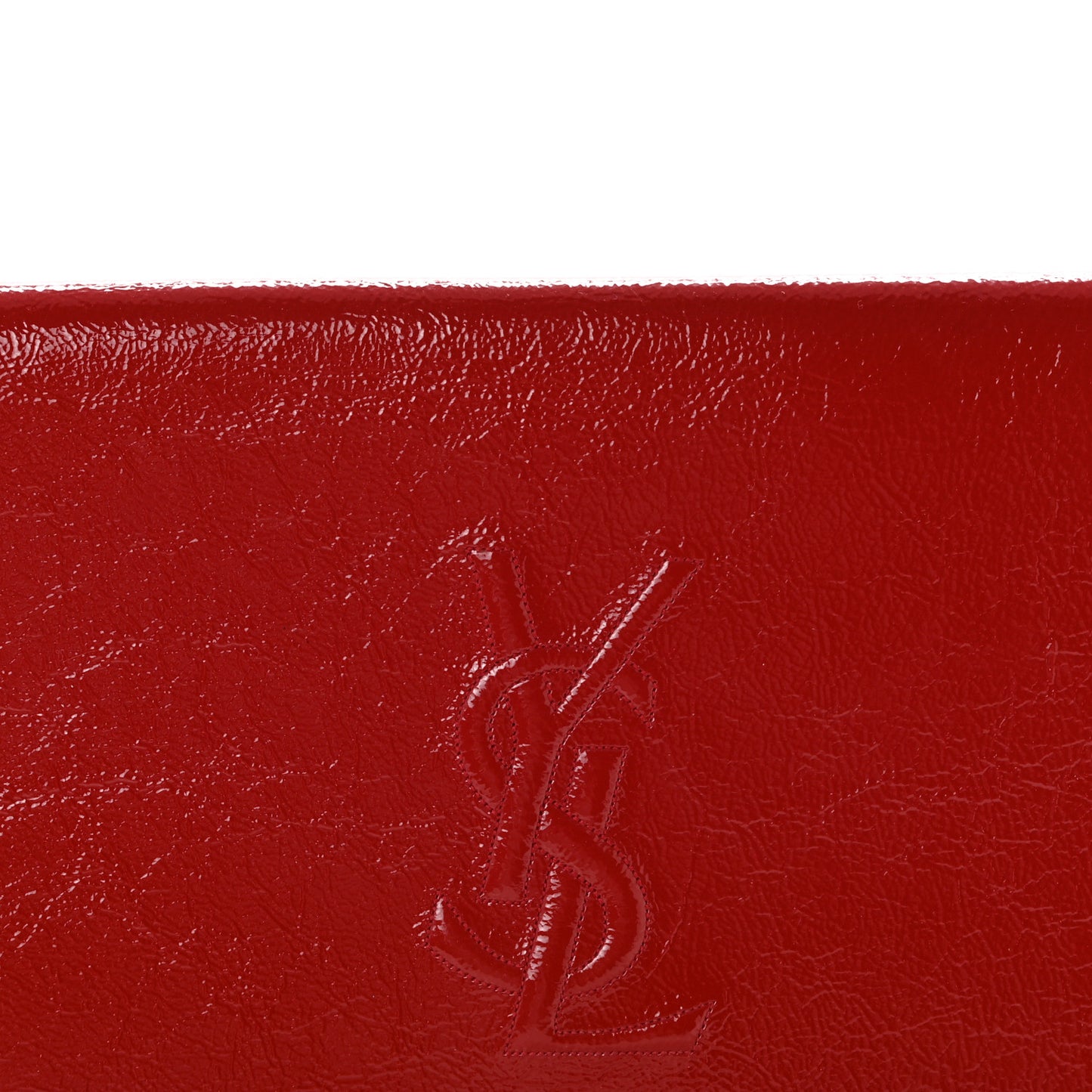Textured Patent Monogram Large Belle De Jour Clutch Red