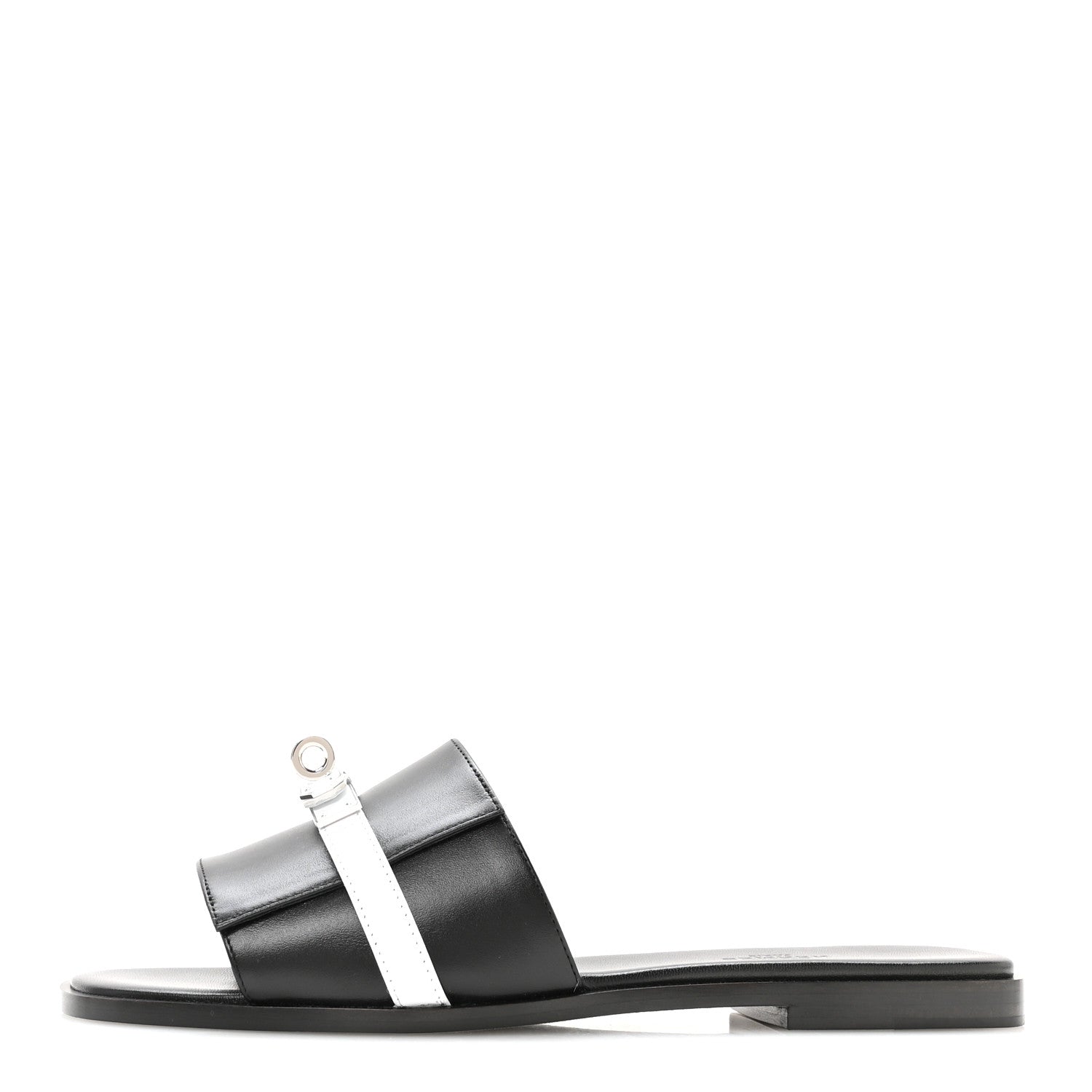 Hermes Calfskin Giulia Sandals 39 Black White 1 of 8