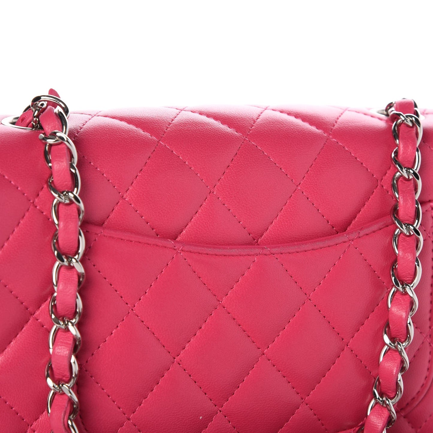Lambskin Quilted Mini Rectangular Flap Dark Pink