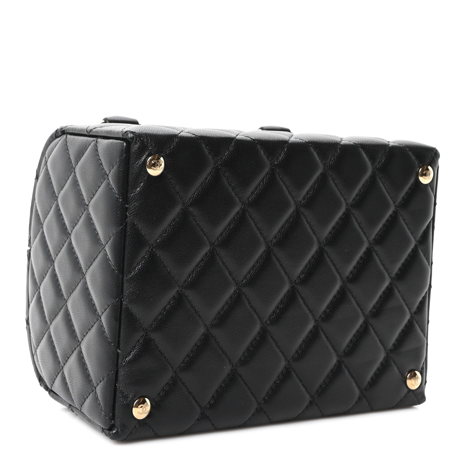 Chanel Shiny Lambskin Quilted Top Handle Jewelry Box Bag Black 5 of 11