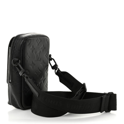 Louis Vuitton Calfskin Monogram Shadow Double Phone Pouch NM Black 2 of 11